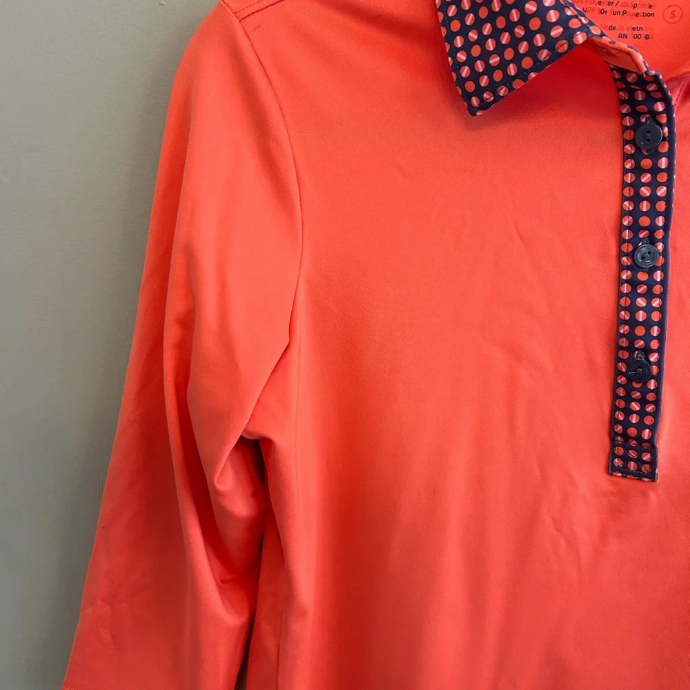 Peter Millar 2018 US Open women’s orange and blue golf shirt size S